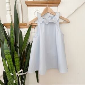 maud heline light blue ruffle neckline blouse sz S